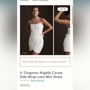 V Chapman nigella corset side wrap lace mini dress size 2 anthropology